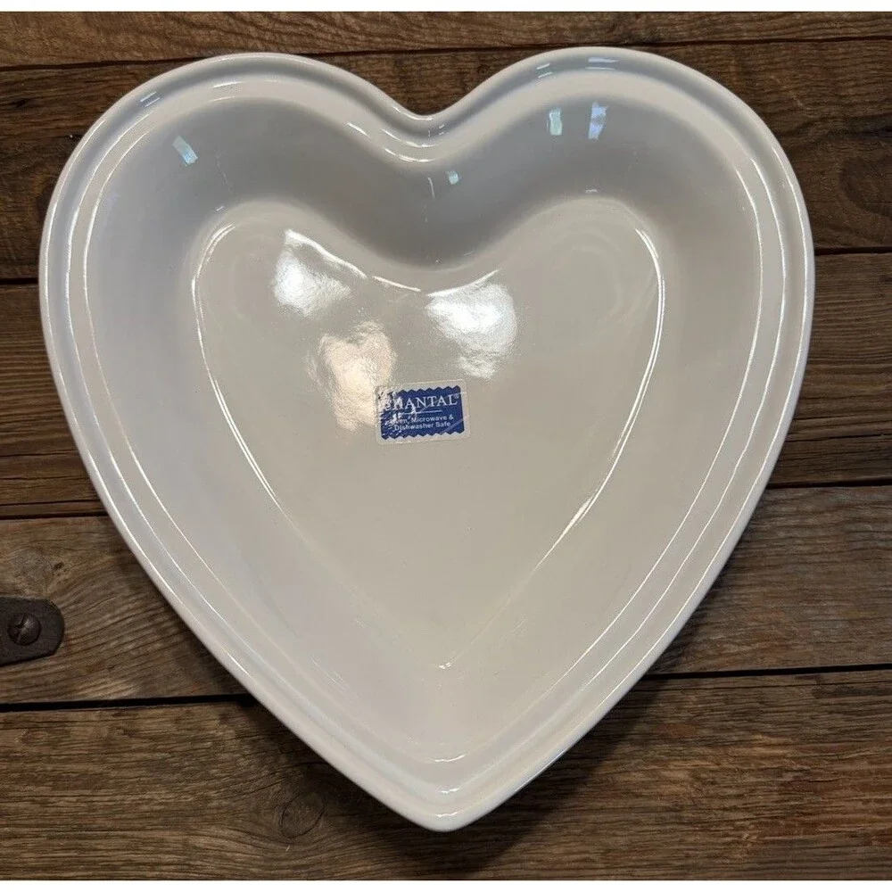 Chantal Pink Heart Shaped Stoneware Baking Casserole Dish New 1.5 Qt